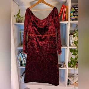 April Cornell Burgundy Velvet Midi Dress